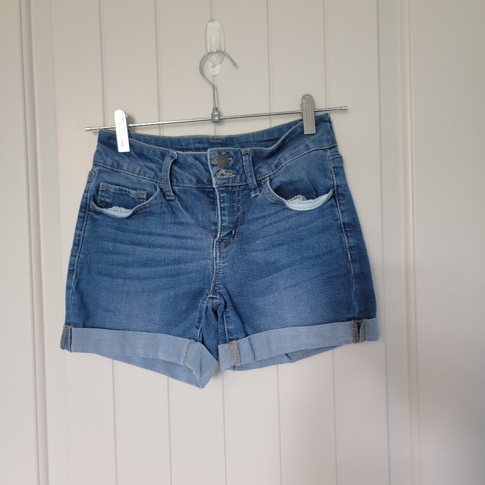 distress midi shorts